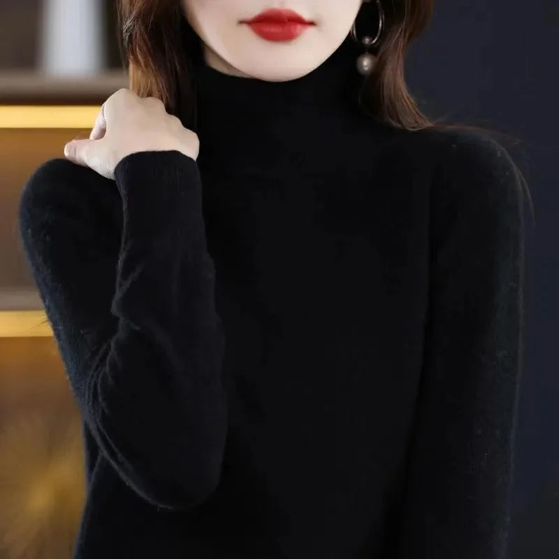 Women Sweater 2026 Autumn Winter Cashmere Turtleneck Warm Knitwear Casual Solid Bottoming Shirt Fashion Knit Pullovers Sweater