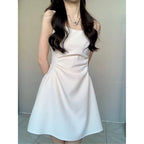 Women Classic Black White Suspender Dress Elegant Lady Daily Temperament A-line Mini Dresses Female Fashion Party Waist Dress