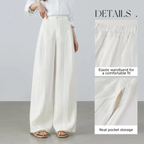 SENTUBILA Women's White Pants Linen Lyocell Blend Wide Leg Trousers 2026 Spring Ladies Trending High Waist Long Pant 161K80360