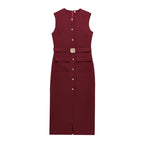 Women's Dress Black Long Dresses Spring Summer 2025 Button Up Sleeveless Sundress Vestidos Elegant Casual Women's Dresses