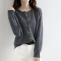Korean Single Breasted Cardigans Sweater Women Autumn Winter O-neck Long Sleeve Knitwear Female Basic Solid Color Soft Sweaters