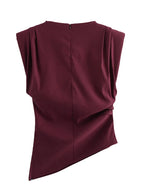 Fashion Shoulderless European American Style Top Simple Pleated Decorative New Arrivals