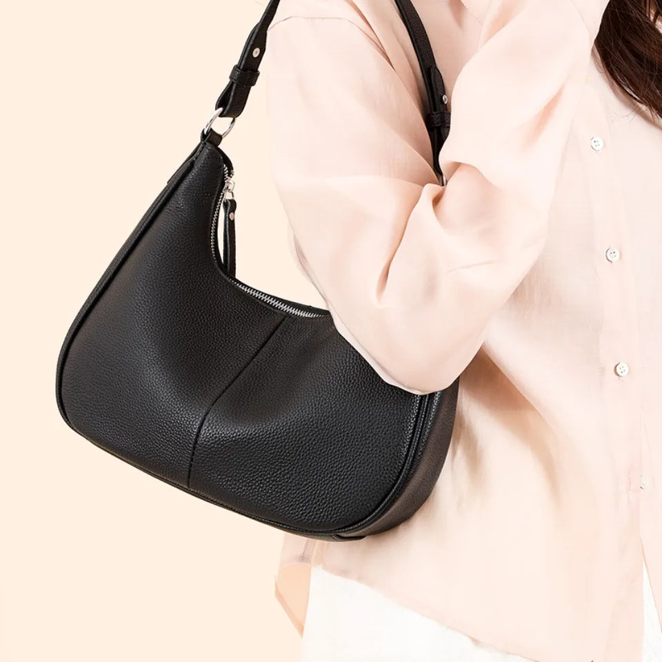 High Quality Genuine Cowhide Leather Shoulder Bags for Women Fashion Women Bags Luxury Designer Ladies Underarm Sac Tote Handbag
