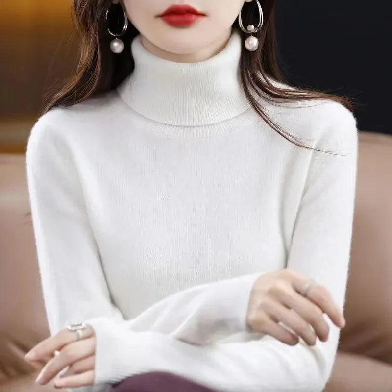 Women Sweater 2026 Autumn Winter Cashmere Turtleneck Warm Knitwear Casual Solid Bottoming Shirt Fashion Knit Pullovers Sweater
