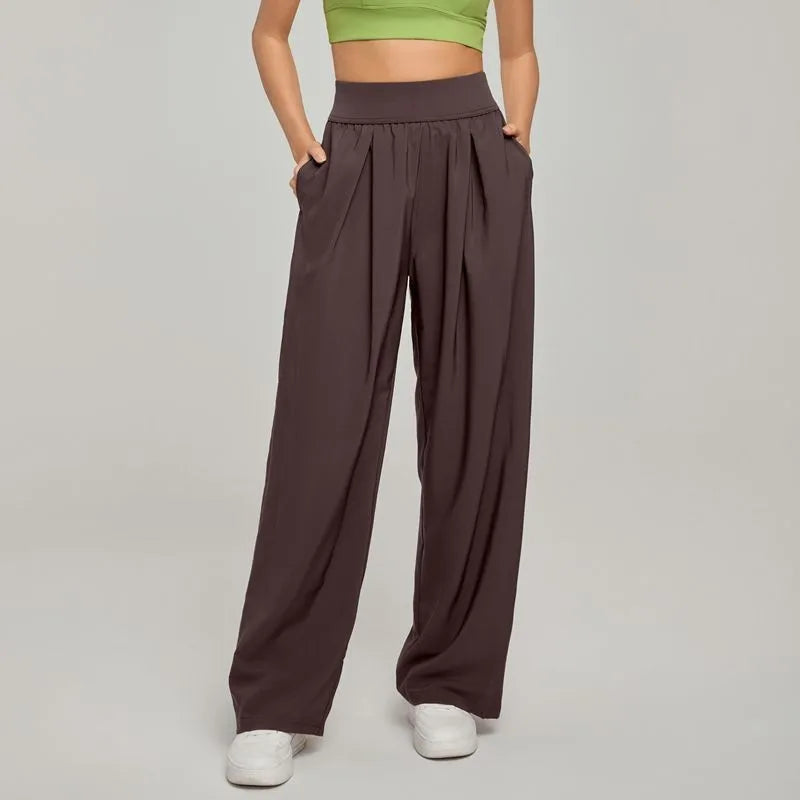 Women's Wide Leg High Waist Loose Trousers Summer Casual Breathable Yoga Pants Draping Gym Lounge Clothing