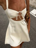 Hollow Out Bandage Sexy Mini Dress For Women 2024 Summer New Spaghetti Sleeveless Backless Bodycon Club Party Dress
