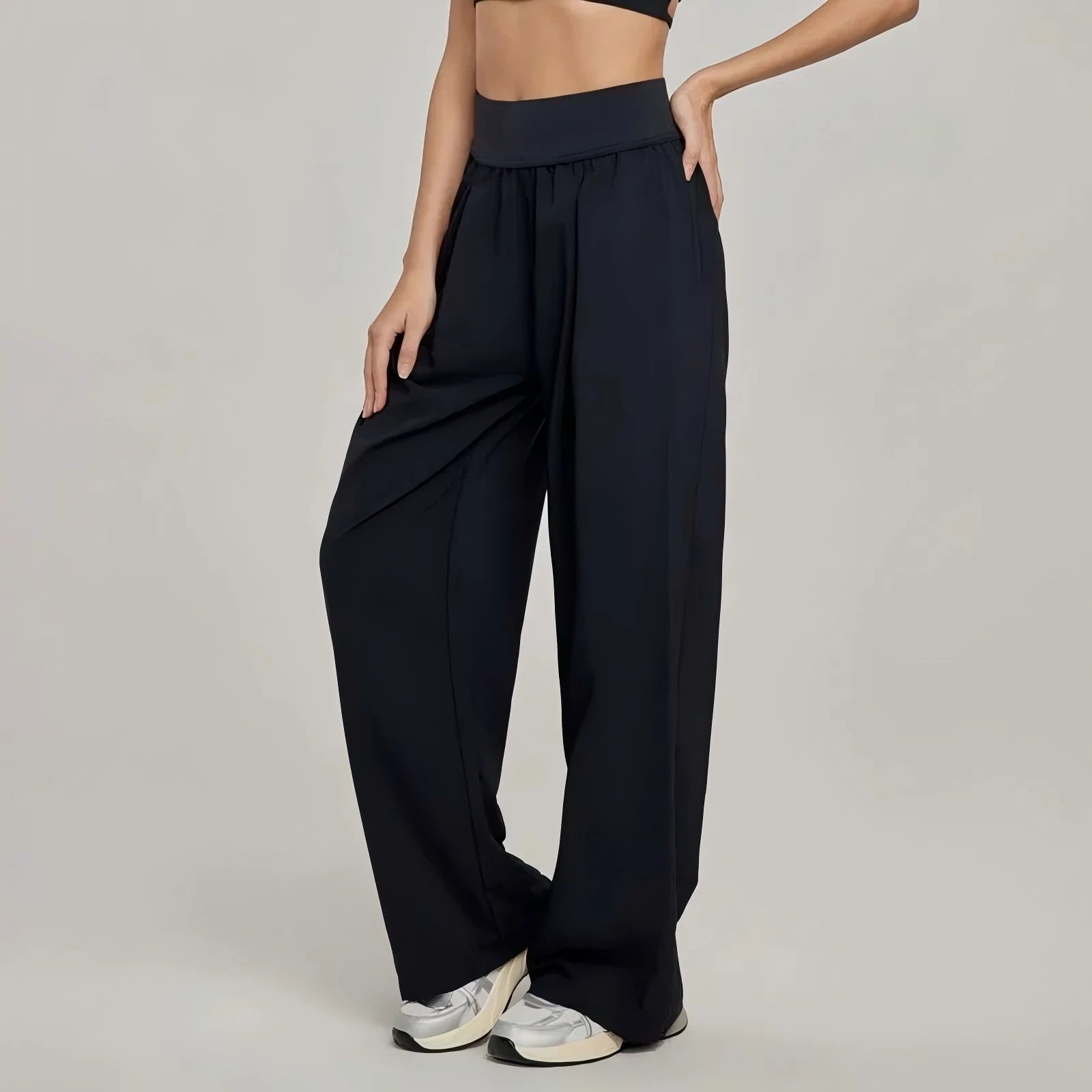 Women's Wide Leg High Waist Loose Trousers Summer Casual Breathable Yoga Pants Draping Gym Lounge Clothing