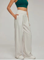 Women's Wide Leg High Waist Loose Trousers Summer Casual Breathable Yoga Pants Draping Gym Lounge Clothing