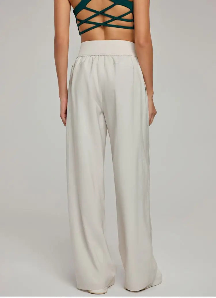 Women's Wide Leg High Waist Loose Trousers Summer Casual Breathable Yoga Pants Draping Gym Lounge Clothing