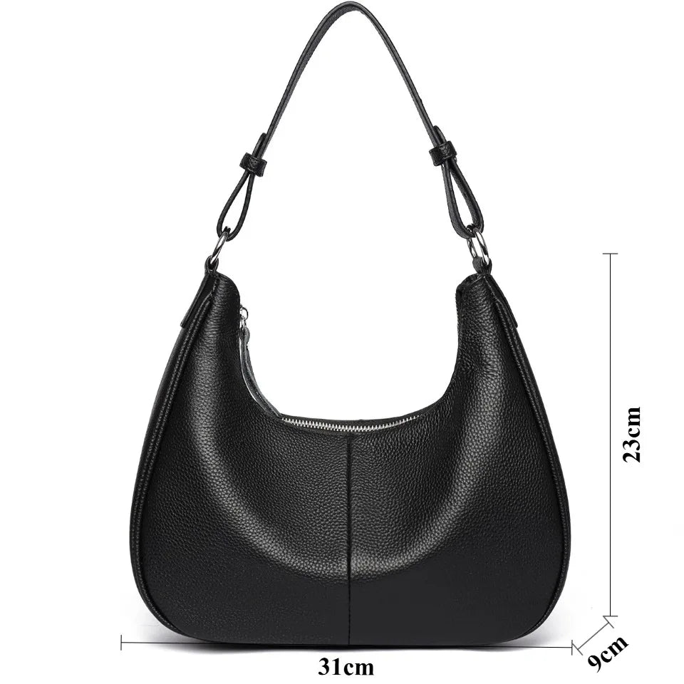 High Quality Genuine Cowhide Leather Shoulder Bags for Women Fashion Women Bags Luxury Designer Ladies Underarm Sac Tote Handbag