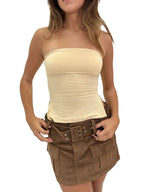 Women's Strapless Sleeveless Bandeau Tube Tops, Monochromatic, Off Shoulder, Y2K Clothing, Fairycore Clothes, Streetwear, 2000s