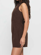 Summer A- Line Mini Dress Sleeveless Round Neck Slim Fit Basic Style Popular New Arrival Sporty Chic Midi Skirt