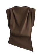 Fashion Shoulderless European American Style Top Simple Pleated Decorative New Arrivals