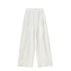 SENTUBILA Women's White Pants Linen Lyocell Blend Wide Leg Trousers 2026 Spring Ladies Trending High Waist Long Pant 161K80360